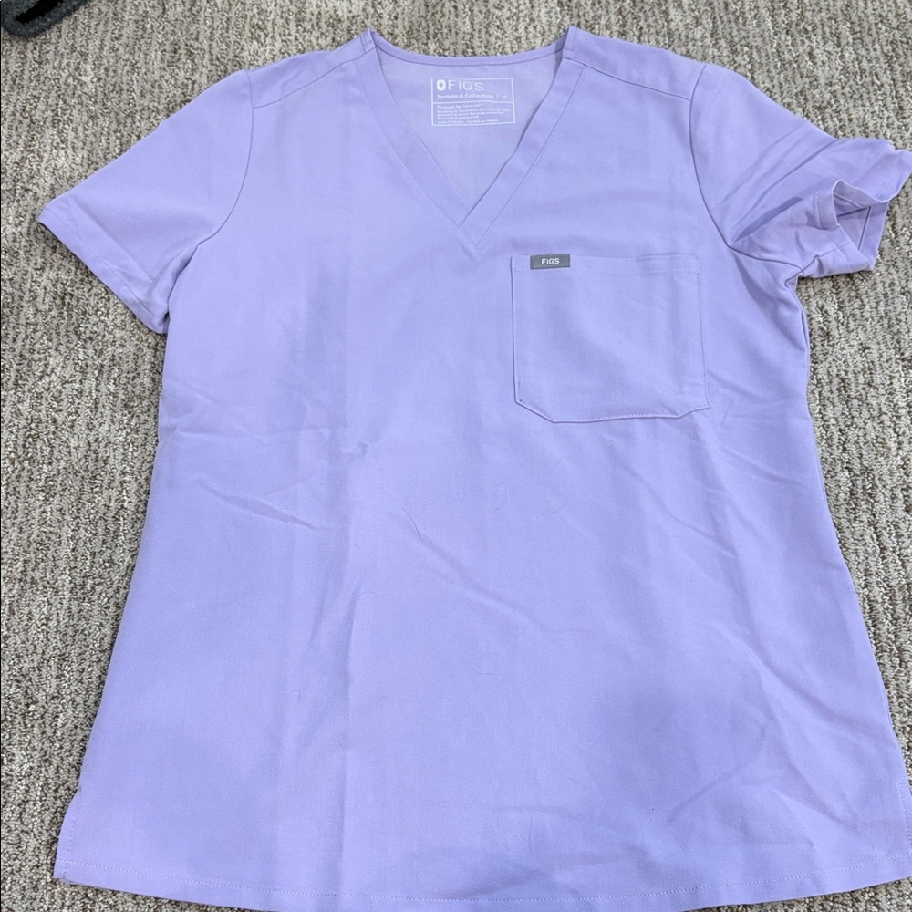 Figs Lavender V-Neck Scrub Top